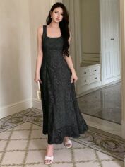 Акція на Плаття довге літнє жіноче SHEIN GD-00145898 M Чорне від Rozetka