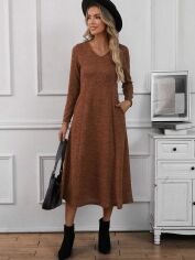Акція на Плаття в'язане міді осіннє тепле жіноче SHEIN GD-00145941 M Коричневе від Rozetka
