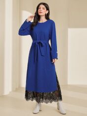 Акція на Плаття вечірнє міді осіннє жіноче SHEIN GD-00146069 M Синє від Rozetka