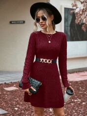 Акція на Плаття в'язане коротке зимове тепле жіноче SHEIN GD-00146109 M Бордове від Rozetka