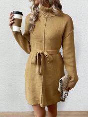 Акція на Плаття в'язане коротке зимове тепле жіноче SHEIN GD-00146134 M Світло-бежеве від Rozetka