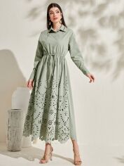Акція на Плаття-сорочка довге літнє жіноче SHEIN GD-00145398 M Світло-зелене від Rozetka