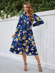 Акція на Плаття-сорочка міді літнє жіноче SHEIN GD-00146463 M Комбіноване від Rozetka