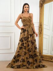 Акція на Плаття вечірнє довге літнє жіноче SHEIN GD-00144340 L Світло-коричневе від Rozetka