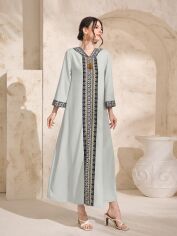 Акція на Плаття вечірнє довге осіннє жіноче SHEIN GD-00146597 M Сіро-зелене від Rozetka
