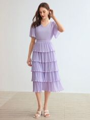 Акція на Плаття вечірнє міді літнє жіноче SHEIN GD-00146272 M Бузкове від Rozetka