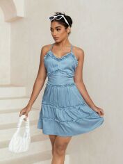 Акція на Плаття жіноче SHEIN GD-00143631 L Сіро-блакитне від Rozetka