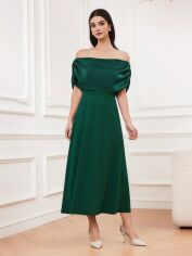 Акція на Плаття вечірнє міді осіннє жіноче SHEIN GD-00143736 L Темно-зелене від Rozetka