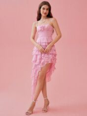 Акція на Плаття вечірнє міді літнє жіноче SHEIN GD-00144193 L Світло-рожеве від Rozetka