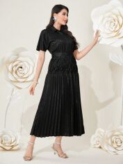 Акція на Плаття-сорочка вечірнє міді літнє жіноче SHEIN GD-00146252 M Чорне від Rozetka
