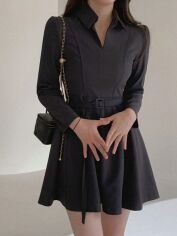 Акція на Плаття коротке осіннє жіноче SHEIN GD-00146286 M Чорне від Rozetka