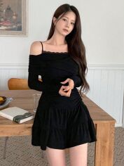 Акція на Плаття коротке літнє жіноче SHEIN GD-00146353 M Чорне від Rozetka