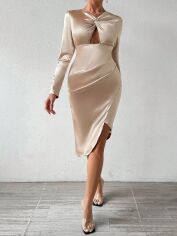 Акція на Плаття вечірнє міді літнє жіноче SHEIN GD-00143461 L Кремове від Rozetka