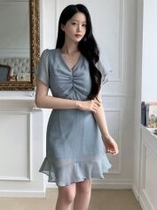 Акція на Плаття коротке літнє жіноче SHEIN GD-00144101 L Сіре від Rozetka