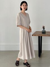 Акція на Плаття довге літнє жіноче SHEIN GD-00144109 L Кремове від Rozetka