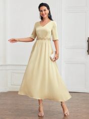 Акція на Плаття вечірнє міді літнє жіноче SHEIN GD-00144238 L Молочне від Rozetka