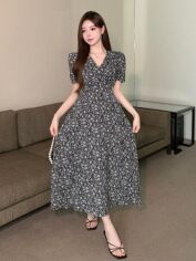 Акція на Плаття довге літнє жіноче SHEIN GD-00144347 S Чорно-біле від Rozetka