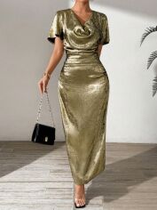Акція на Плаття вечірнє довге літнє жіноче SHEIN GD-00144389 L Золотисте від Rozetka