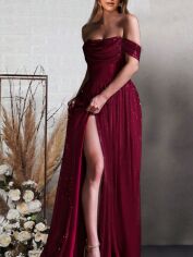 Акція на Плаття вечірнє довге літнє жіноче SHEIN GD-00144770 L Бордове від Rozetka