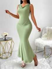 Акція на Плаття вечірнє довге літнє жіноче SHEIN GD-00144904 L Світло-зелене від Rozetka