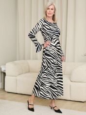 Акція на Плаття довге осіннє жіноче SHEIN GD-00145018 L Чорно-біле від Rozetka