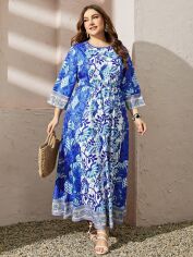 Акція на Плаття довге літнє жіноче SHEIN GD-00136908 XL Синє від Rozetka