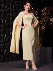 Акція на Плаття вечірнє міді літнє жіноче SHEIN GD-00146456 M Молочне від Rozetka