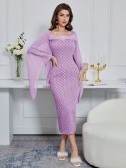 Акція на Плаття вечірнє міді літнє жіноче SHEIN GD-00146507 M Бузкове від Rozetka
