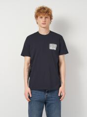 Акція на Футболка бавовняна довга чоловіча Emporio Armani 11521 2XL Темно-синя з принтом від Rozetka