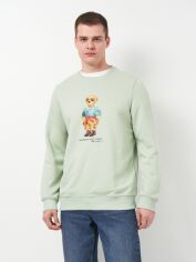 Акція на Світшот чоловічий Polo Ralph Lauren 11497 XL Салатовий з принтом від Rozetka