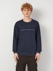 Акція на Світшот чоловічий Armani Exchange 11522 S Темно-синій з принтом від Rozetka