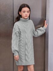 Акція на Дитяче тепле в'язане плаття для дівчинки SHEIN GD-00088479 134-140 см Сіре від Rozetka