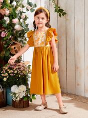 Акція на Дитяча літня сукня для дівчинки SHEIN GD-00140708 122 см Охра від Rozetka