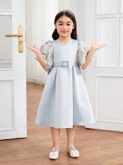 Акція на Дитяче ошатне плаття для дівчинки SHEIN GD-00140491 110 см Сіро-блакитне від Rozetka