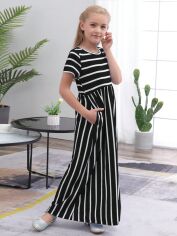 Акція на Підліткова літня сукня для дівчинки SHEIN GD-00136566 152 см Чорно-біла від Rozetka