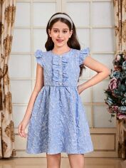 Акція на Підліткова святкова сукня для дівчинки SHEIN GD-00136360 146-152 см Світло-блакитна від Rozetka