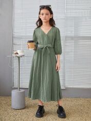 Акція на Дитяче плаття для дівчинки SHEIN GD-00108204 128 см Сіро-зелене від Rozetka