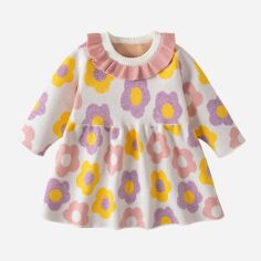 Акція на Дитяче в'язане тепле плаття для дівчинки SHEIN GD-00103732 68-74 см Комбіноване від Rozetka