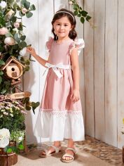 Акція на Дитяче літнє плаття для дівчинки SHEIN GD-00140277 104 см Світло-рожеве від Rozetka