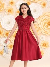 Акція на Підліткова святкова сукня для дівчинки SHEIN GD-00136547 152 см Червона від Rozetka