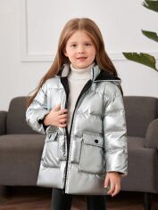 Акція на Дитяча зимова куртка для дівчинки SHEIN GD-00116797 104 см Срібна від Rozetka