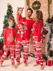 Акція на Дитяча новорічна піжама для хлопчика SHEIN GD-00129411 134 см Червона від Rozetka