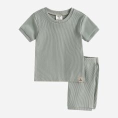 Акція на Дитяча літня піжама для хлопчика SHEIN GD-00136513 80-86 см Сіро-зелена від Rozetka