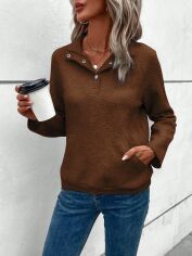 Акція на Толстовка без капюшона жіноча SHEIN GD-00147583 M Коричнева від Rozetka