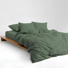 Акція на Комплект постільної білизни Mirson King Size 220х240 см 017 Olive Green Soft Touch of Satin від Rozetka