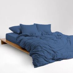Акція на Комплект постільної білизни Mirson Сімейний 2x143x210 см 011 Navy Soft Touch of Satin від Rozetka