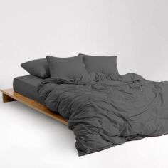 Акція на Комплект постільної білизни Mirson Полуторний Євро 160х220 см 005 Charcoal Soft Touch of Satin від Rozetka