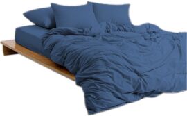 Акція на Простирадло на гумці MirSon Soft Touch of Satin 011 Navy 140x190 см від Rozetka