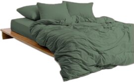Акція на Простирадло на гумці MirSon Soft Touch of Satin 017 Olive green 150x200 см від Rozetka