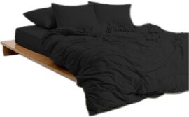 Акція на Простирадло на гумці MirSon Soft Touch of Satin 006 Black 200x220 см від Rozetka